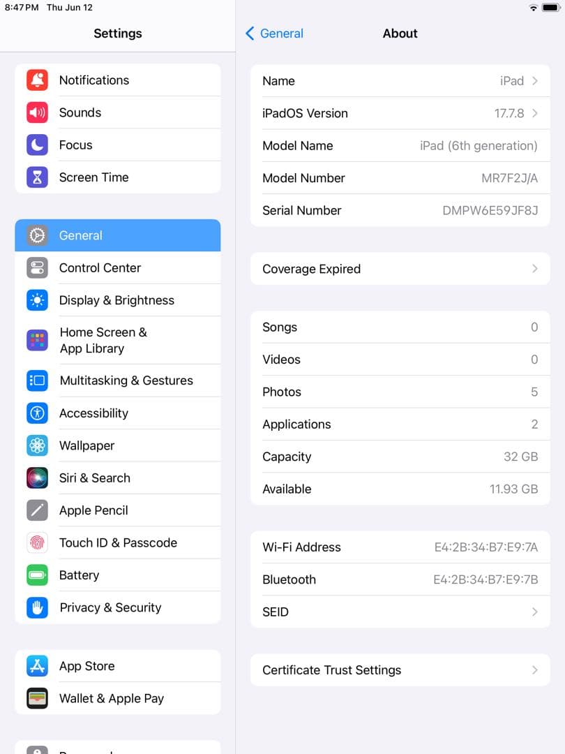 iPad 第6世代 32GB スペースグレイ