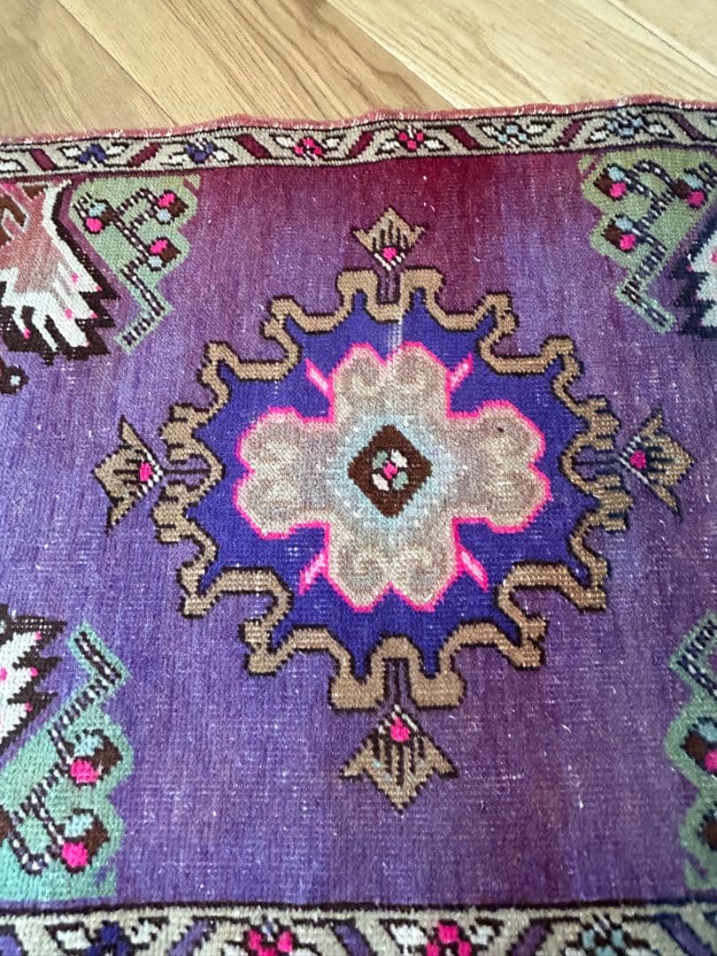 週末セール＊トライバルラグ・トルコヴィンテージラグ・ウール約49×104cm