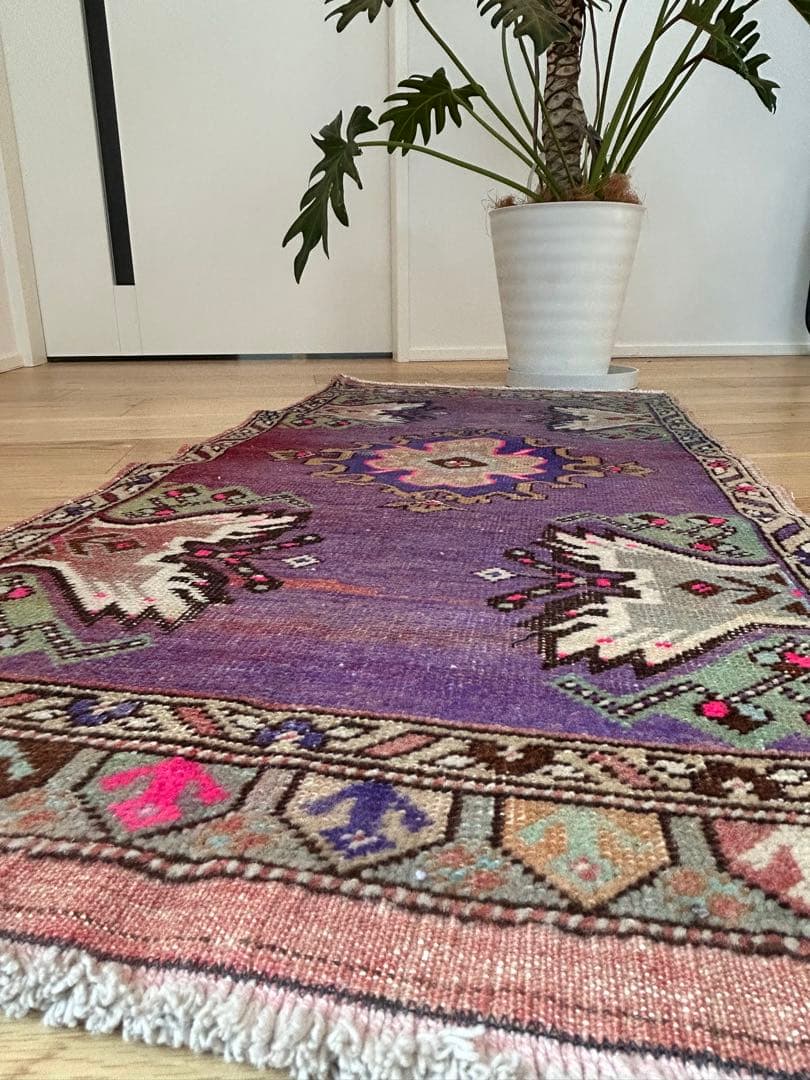 週末セール＊トライバルラグ・トルコヴィンテージラグ・ウール約49×104cm