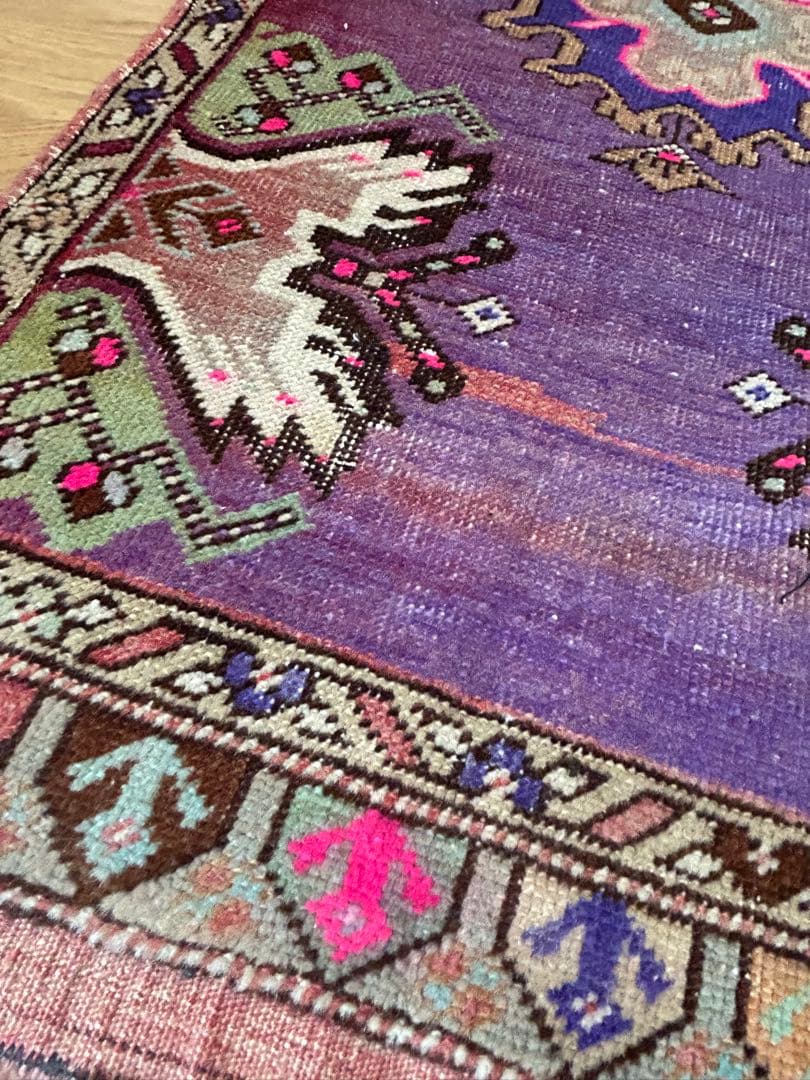 週末セール＊トライバルラグ・トルコヴィンテージラグ・ウール約49×104cm