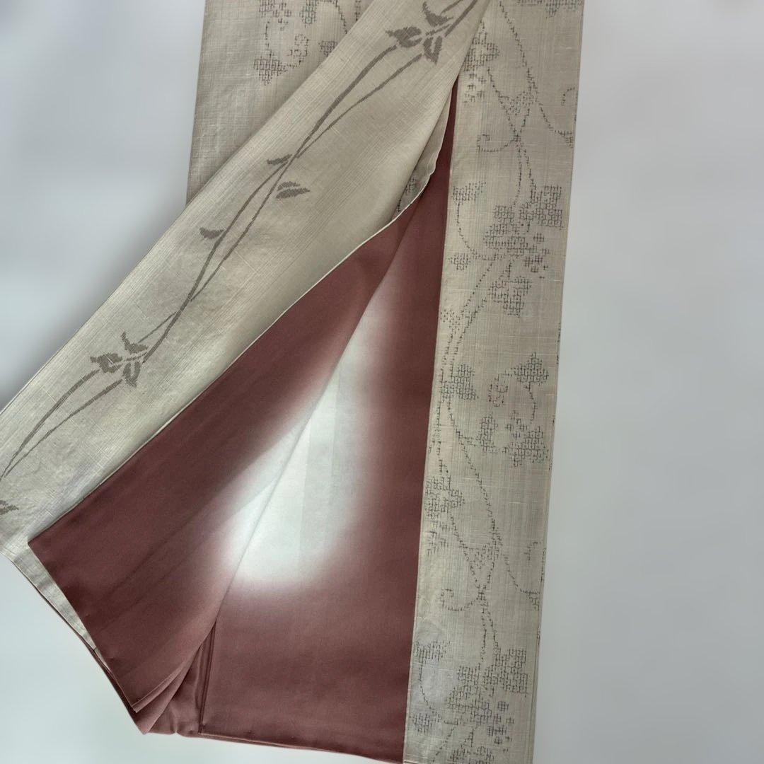 miru様用　奥順　結城紬　躾糸付き　草花文　証紙あり