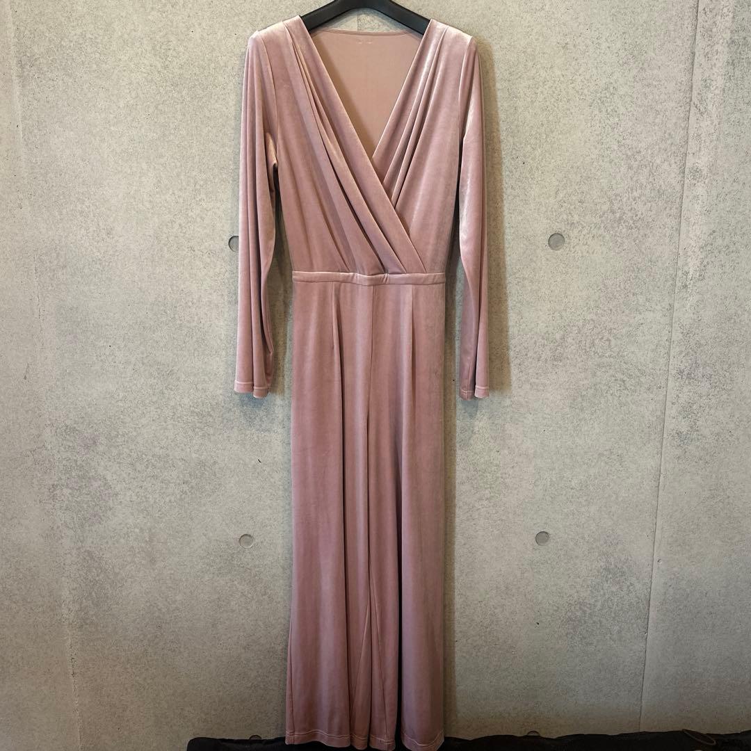 超美品★anuans ベロアカットオールインワンベージュピンク定価¥23,100