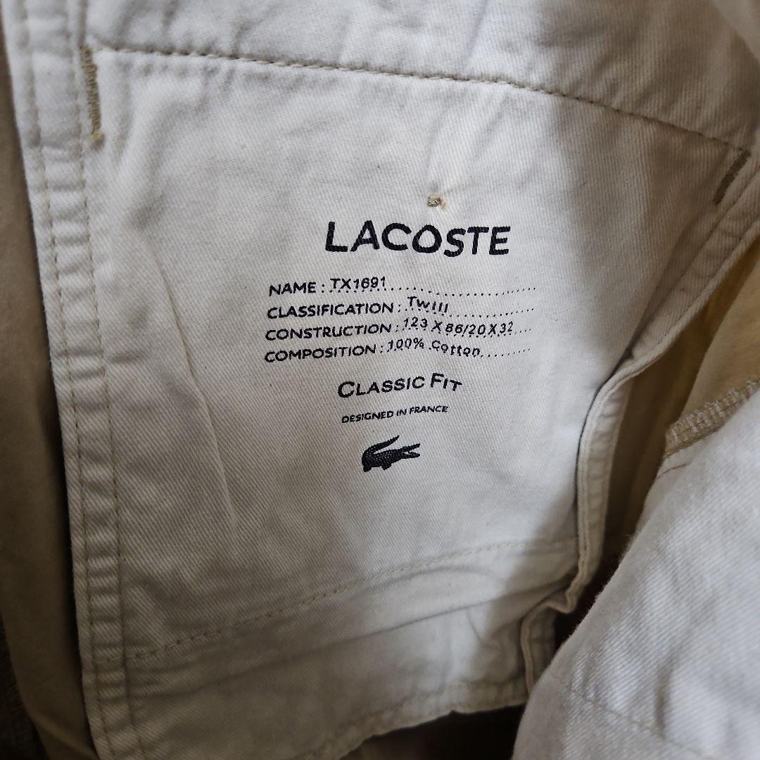 【美品】ラコステ LACOSTE ハーフパンツ ３８インチ カーキ ベージュ