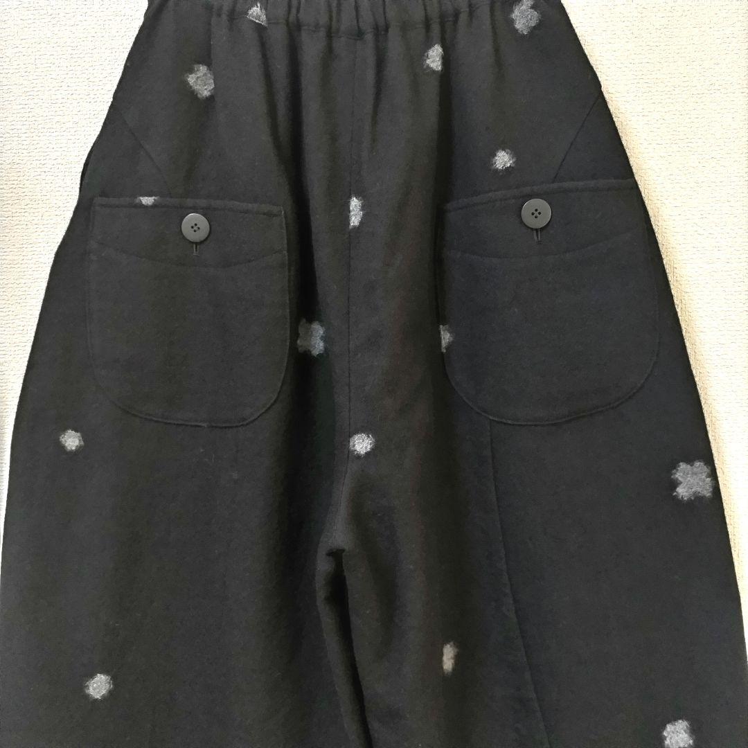 CRESCENT　ガウチョパンツ　ウール　ブラック　ジャガード織り
