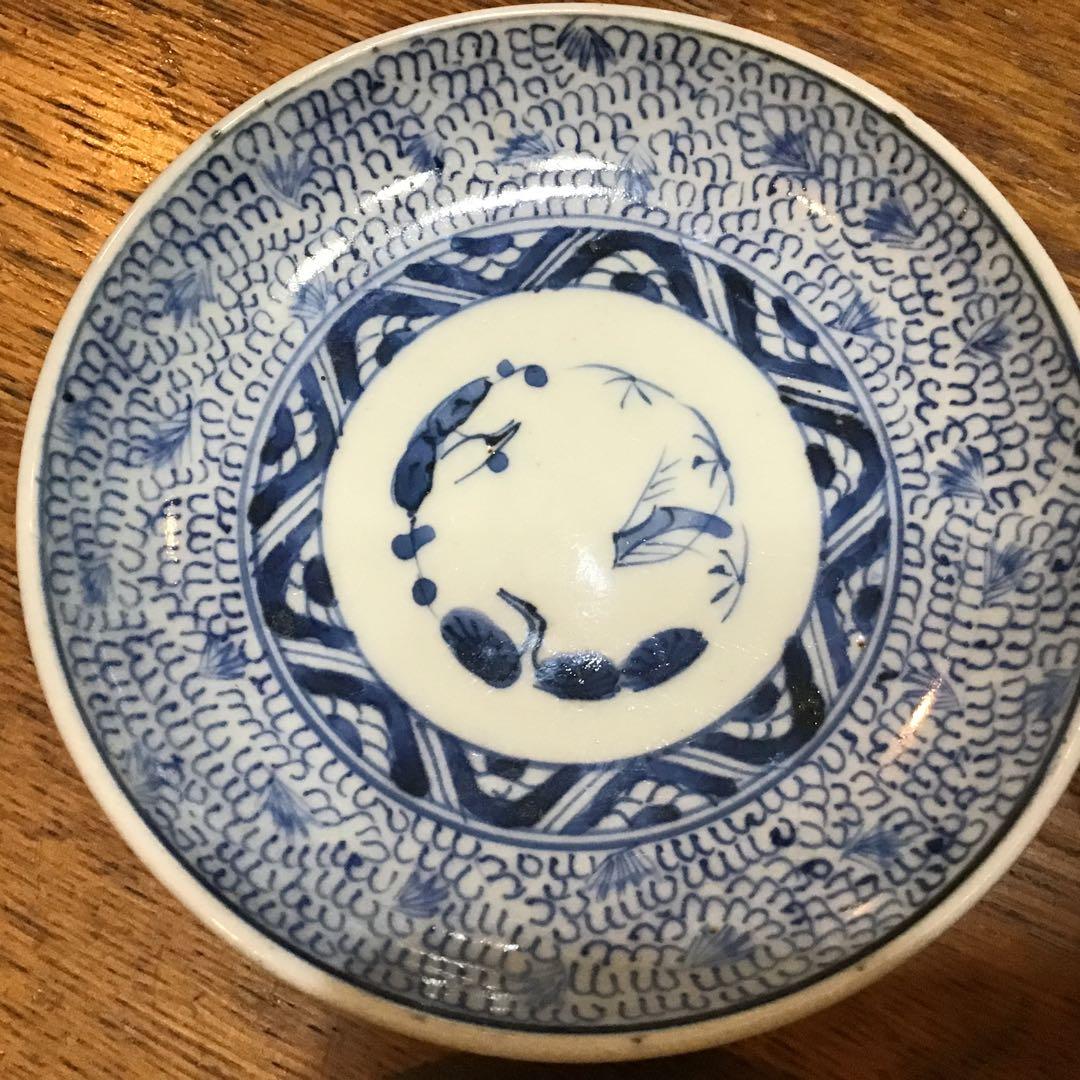 成化年製　古伊万里染付け　微塵唐草　　小皿