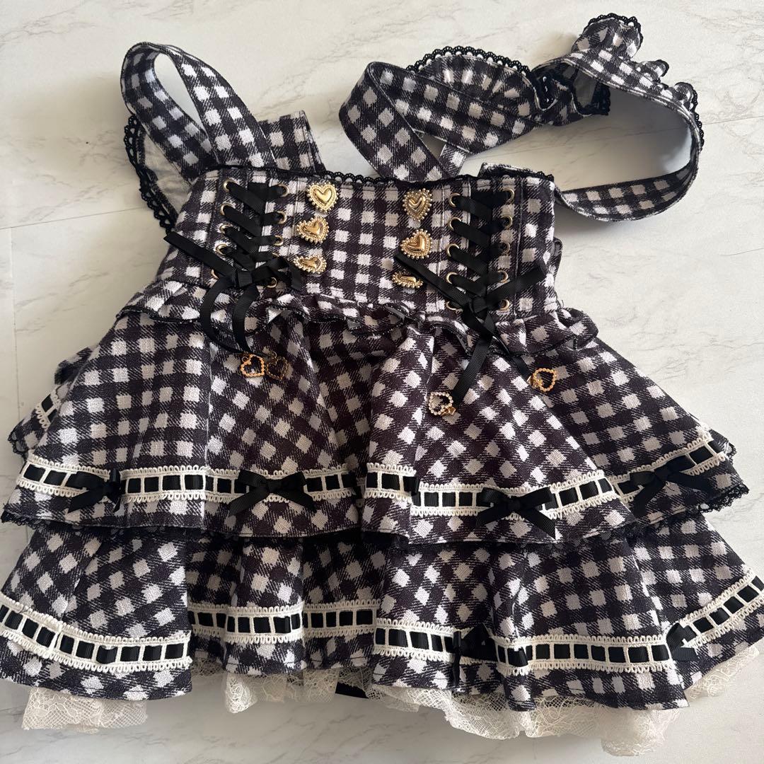 LIZLISA はしごリボンギンガムティアードスカパン ブラック 黒 即日発送