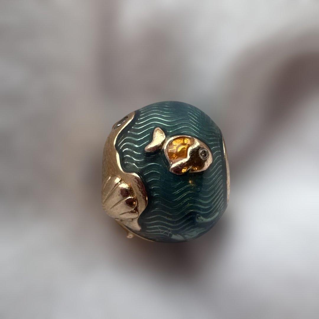 廃盤　Pandora シマリング オーシャン ウェーブ ＆ フィッシュ チャーム