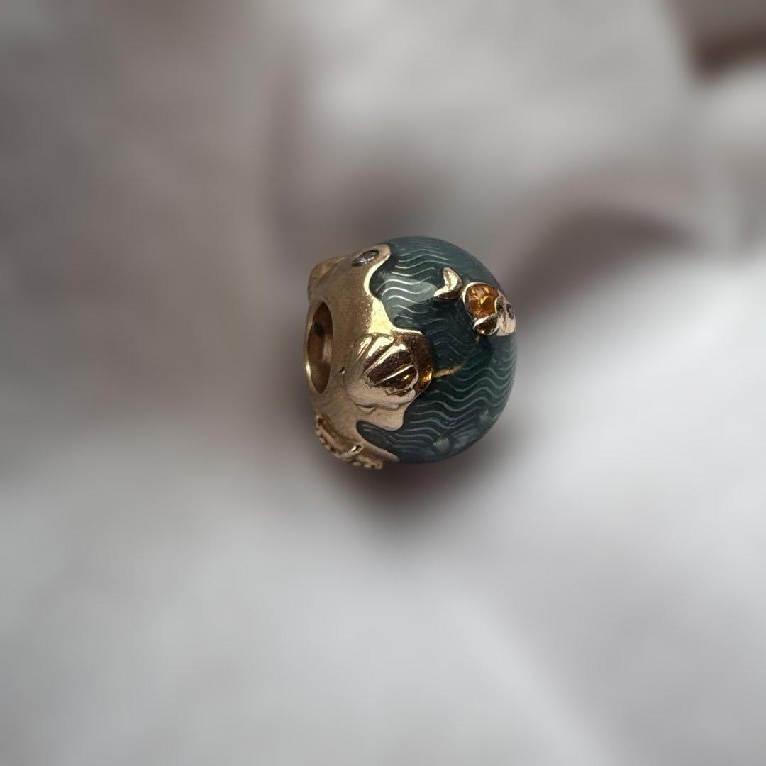 廃盤　Pandora シマリング オーシャン ウェーブ ＆ フィッシュ チャーム