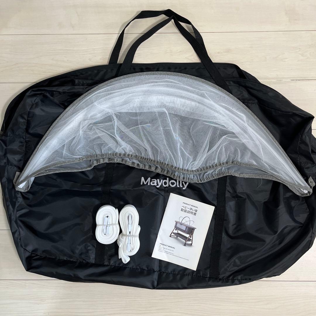 美品 可動式 折り畳みベビーベッド