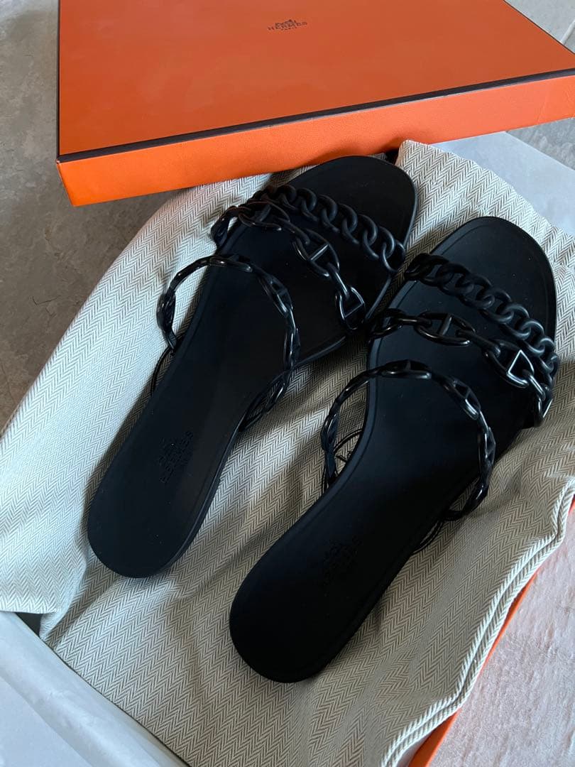 エルメス　ラバーサンダル　シェーヌダンクル　ビーチサンダル　38サイズ