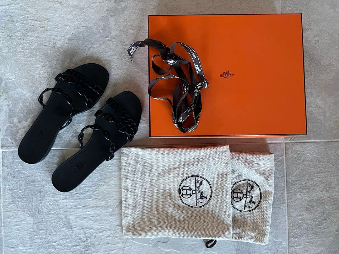 エルメス　ラバーサンダル　シェーヌダンクル　ビーチサンダル　38サイズ