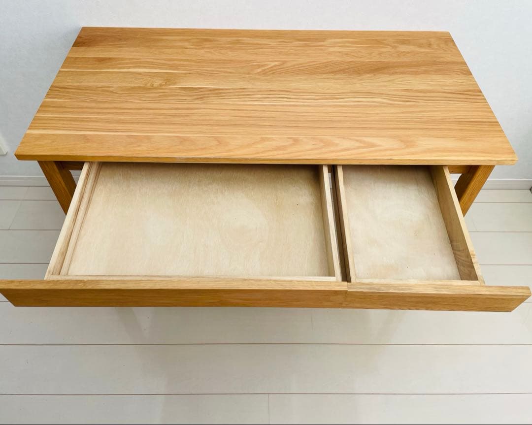 送料込み⭐︎無印良品無垢材デスク（引出付）オーク材
