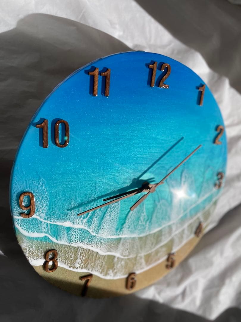 直径35㎝　ビッグサイズ　オーシャンレジン時計　海アート　新築祝い　ギフト