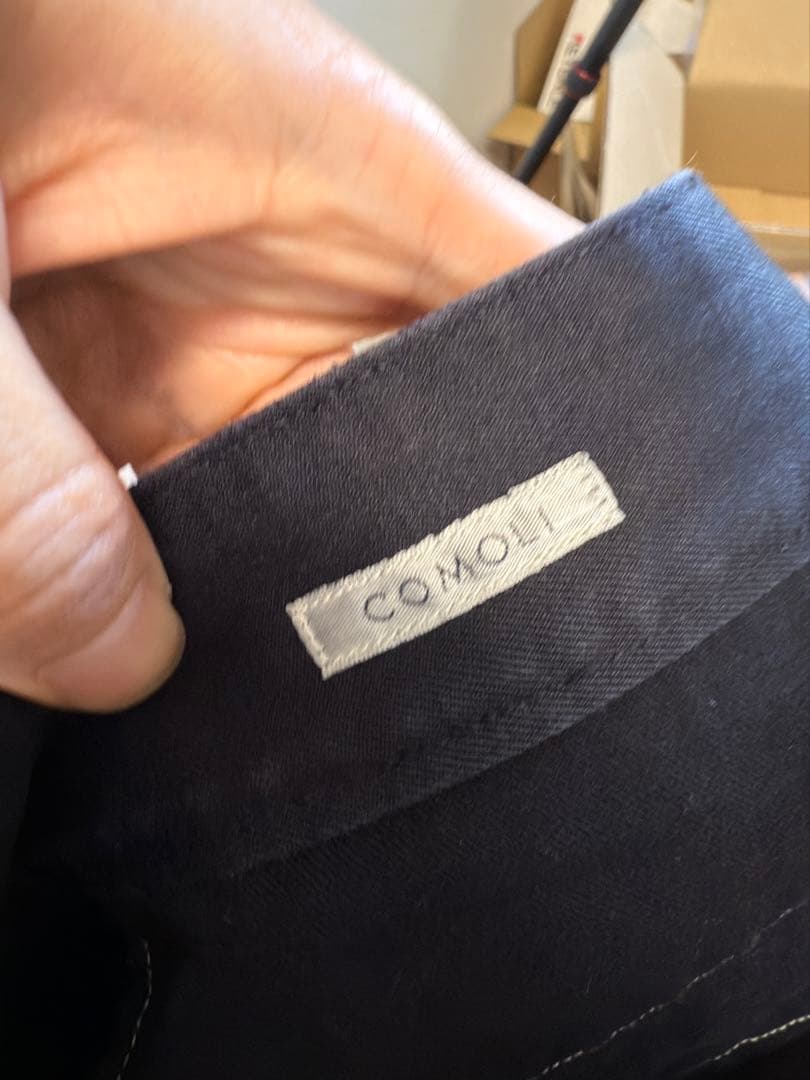 COMOLI サイズ2 ベルテッドチノパンツ ネイビー紺