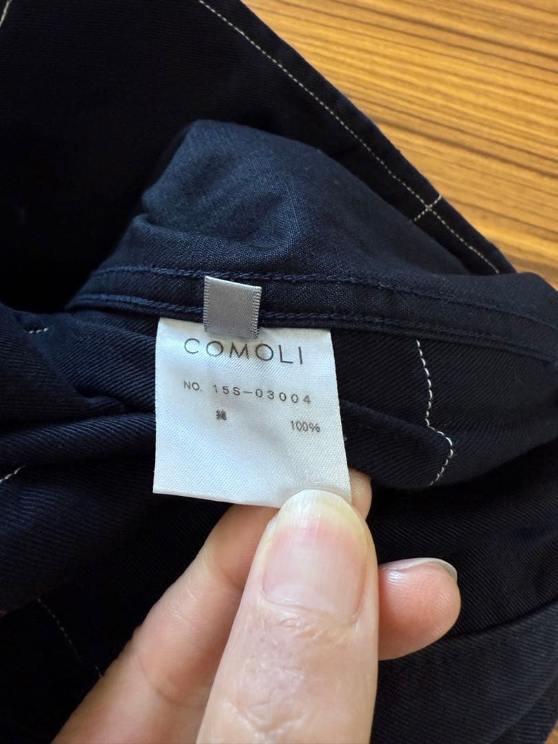 COMOLI サイズ2 ベルテッドチノパンツ ネイビー紺