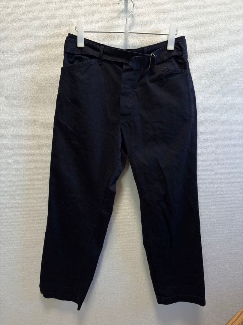 COMOLI サイズ2 ベルテッドチノパンツ ネイビー紺