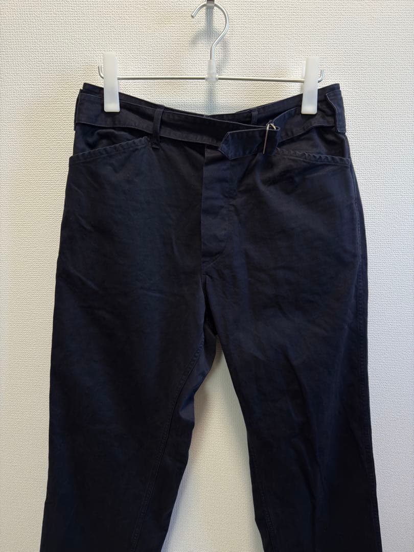 COMOLI サイズ2 ベルテッドチノパンツ ネイビー紺