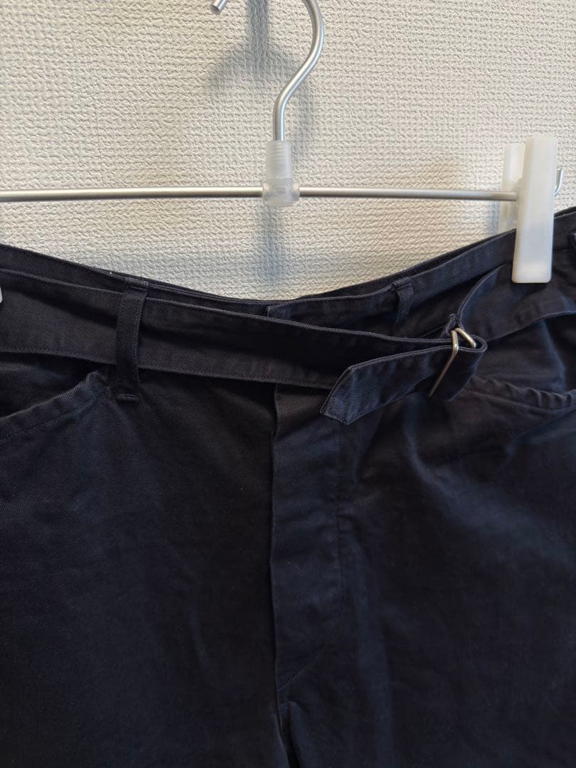 COMOLI サイズ2 ベルテッドチノパンツ ネイビー紺