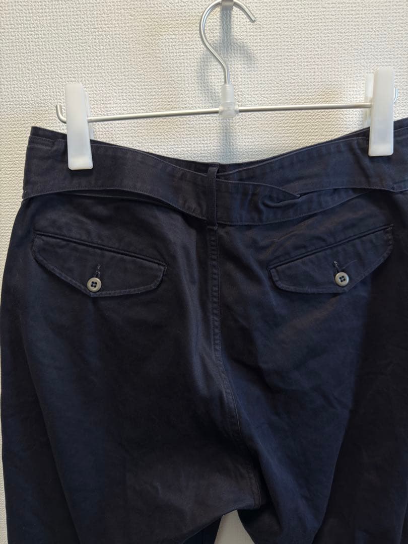 COMOLI サイズ2 ベルテッドチノパンツ ネイビー紺