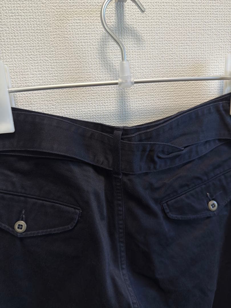 COMOLI サイズ2 ベルテッドチノパンツ ネイビー紺