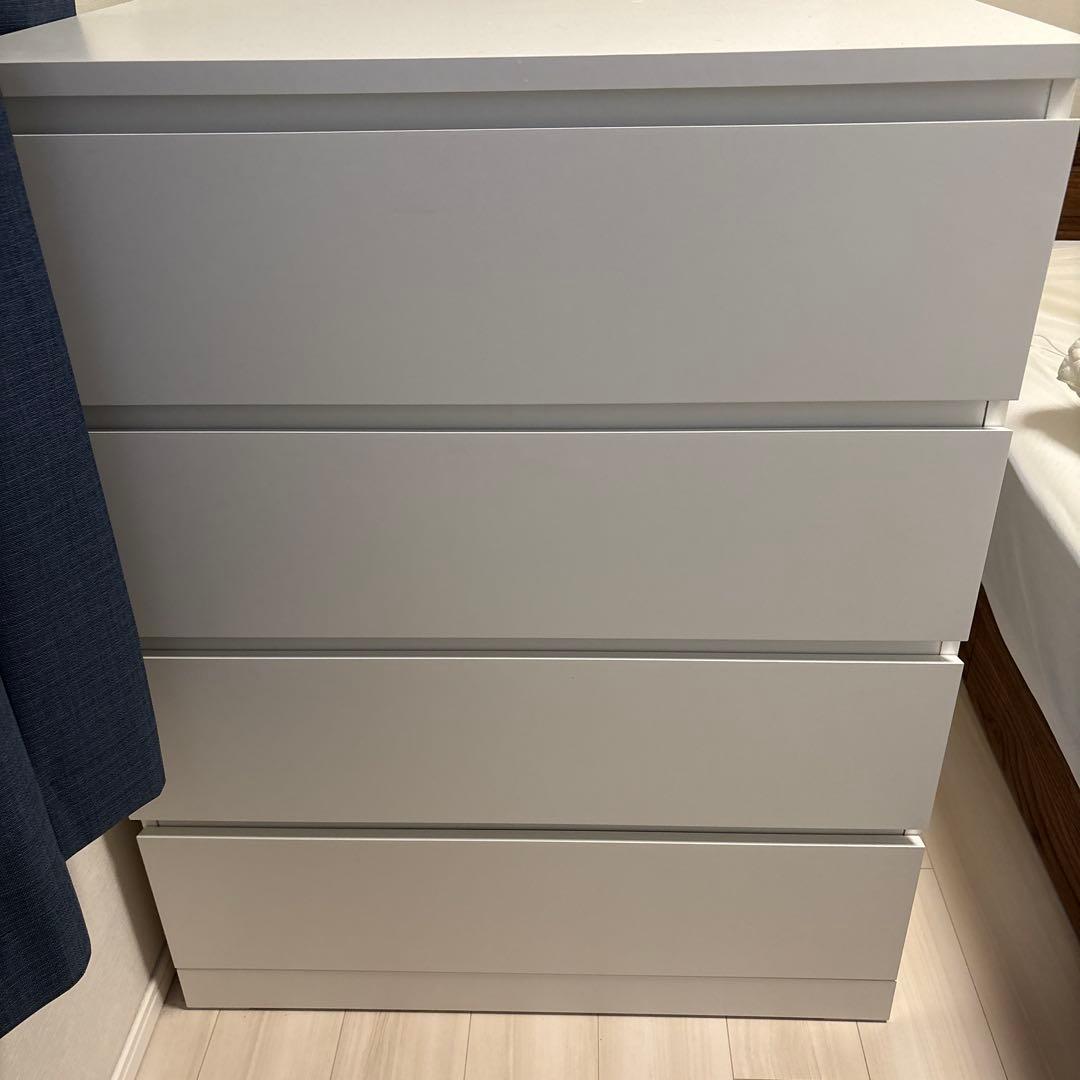 送料込み! イケア 引き出し4段 マルム ホワイト