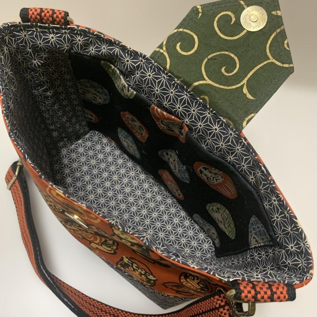 ❤️福を呼ぶだるまさん　ミニショルダーバック、招福招き猫フルオープンポーチ