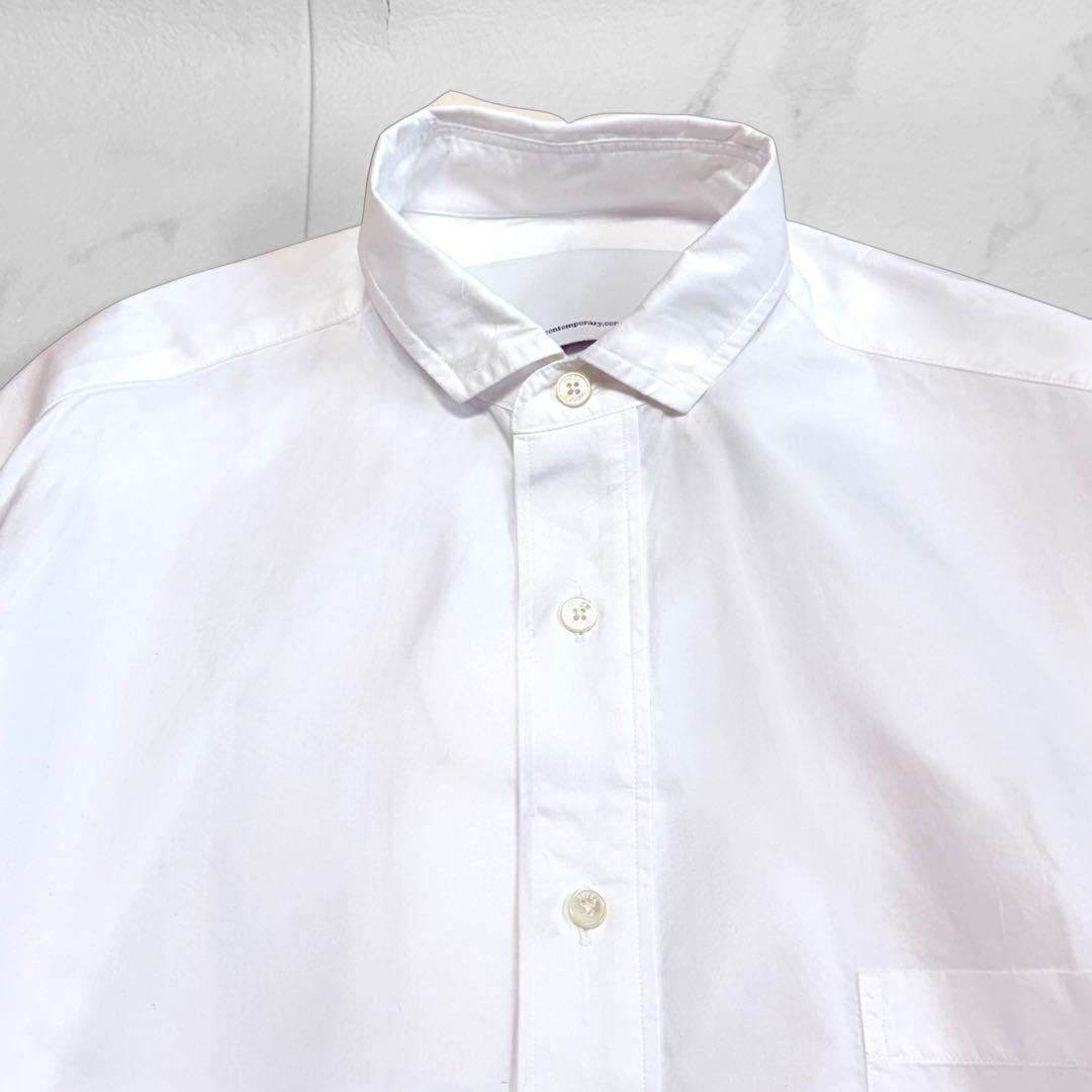 ティッカ ボックスシャツ ホワイト ミニ襟 ワイド オーバーサイズ ゆったり