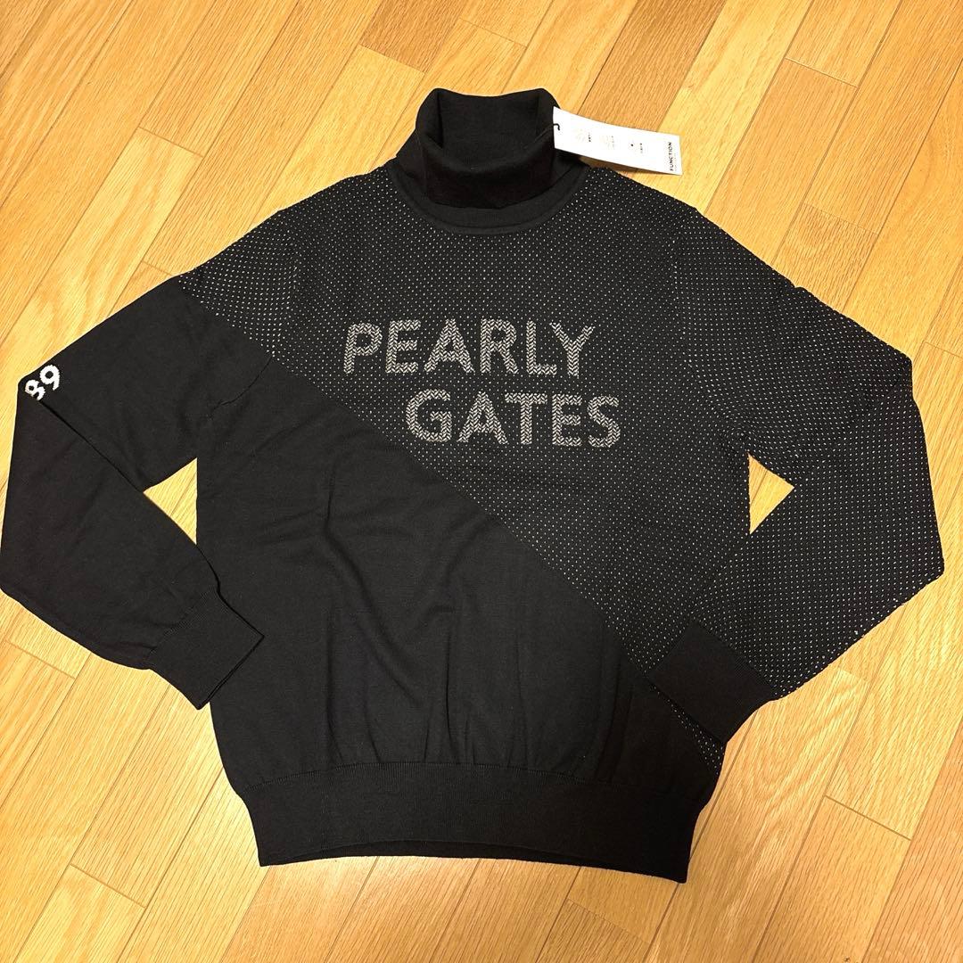 パーリーゲイツ☆新品 カシミヤタッチコットン コラーゲン加工タートルネックニット