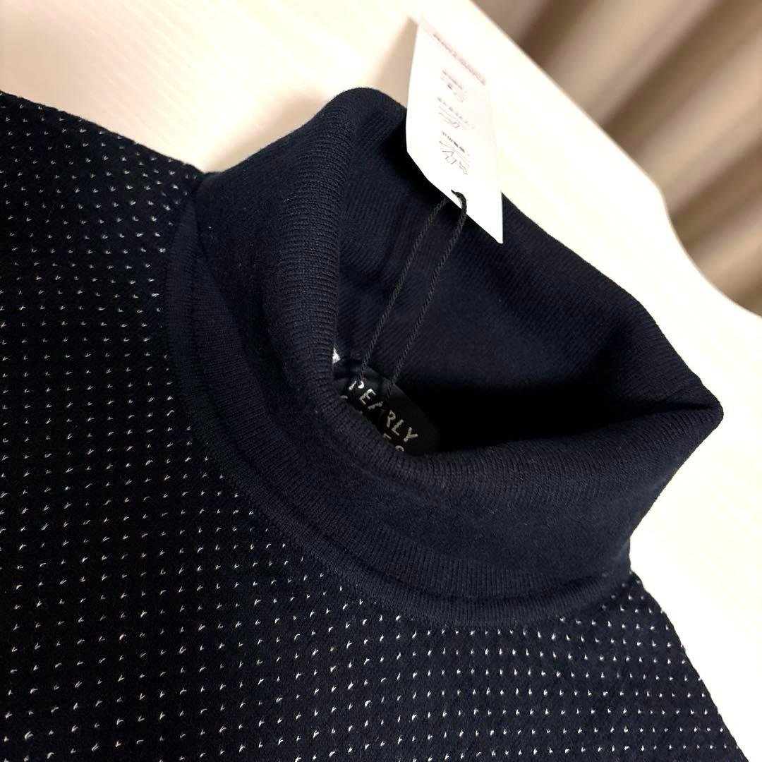 パーリーゲイツ☆新品 カシミヤタッチコットン コラーゲン加工タートルネックニット