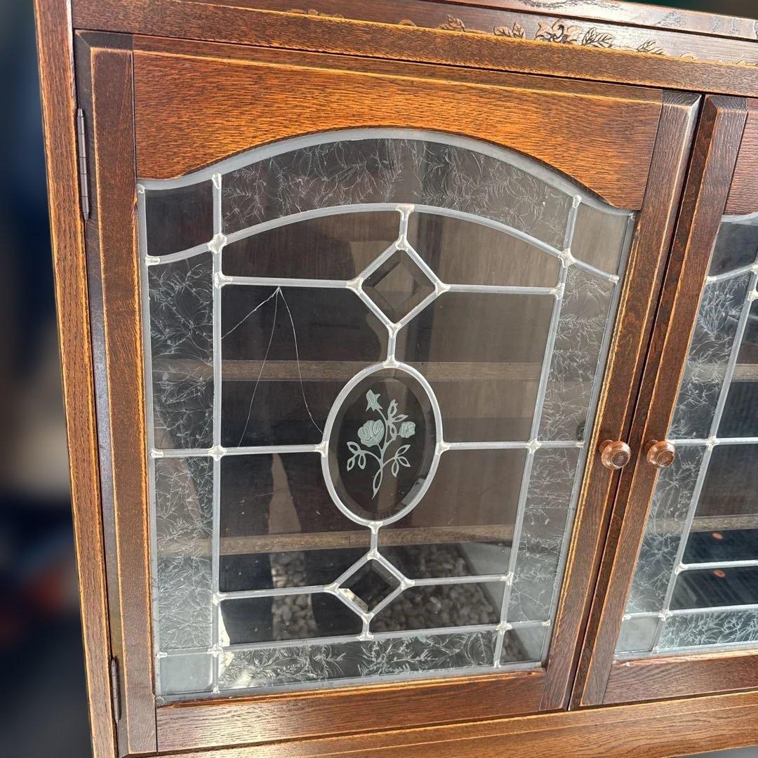 日本製 三越家具 ブルージュ ステンドグラス キャビネット サイドボード　訳あり