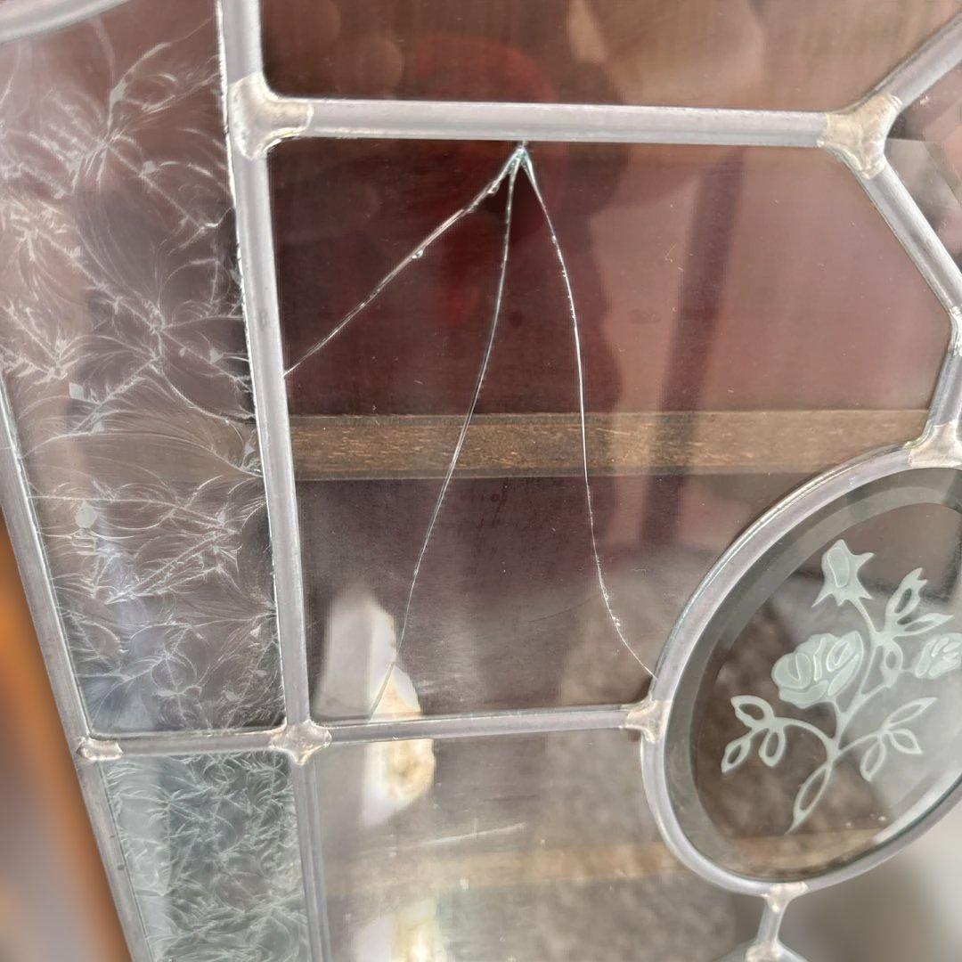 日本製 三越家具 ブルージュ ステンドグラス キャビネット サイドボード　訳あり