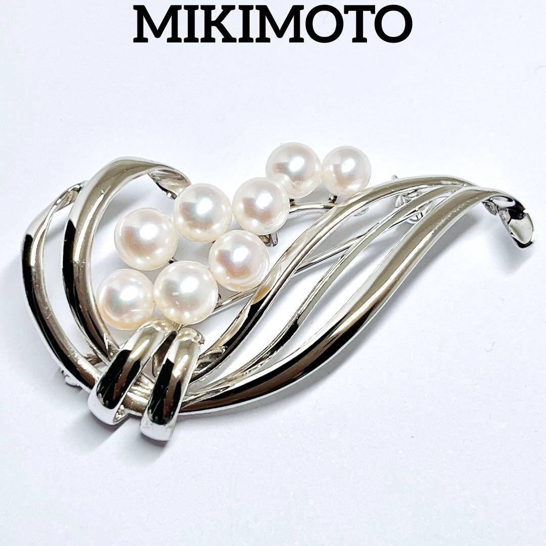 極美品✨MIKIMOTO ミキモト パール　ブローチ　シルバー　フラワー