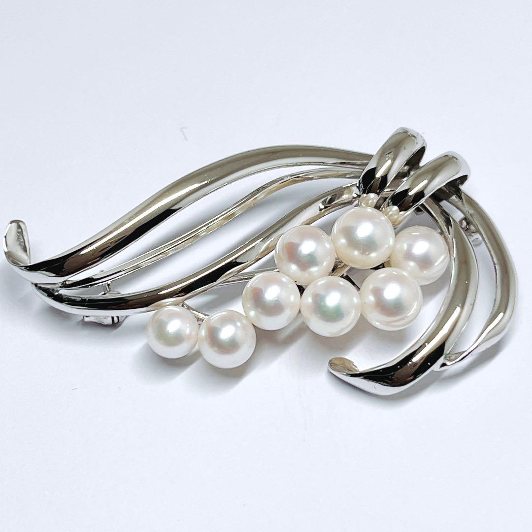 極美品✨MIKIMOTO ミキモト パール　ブローチ　シルバー　フラワー