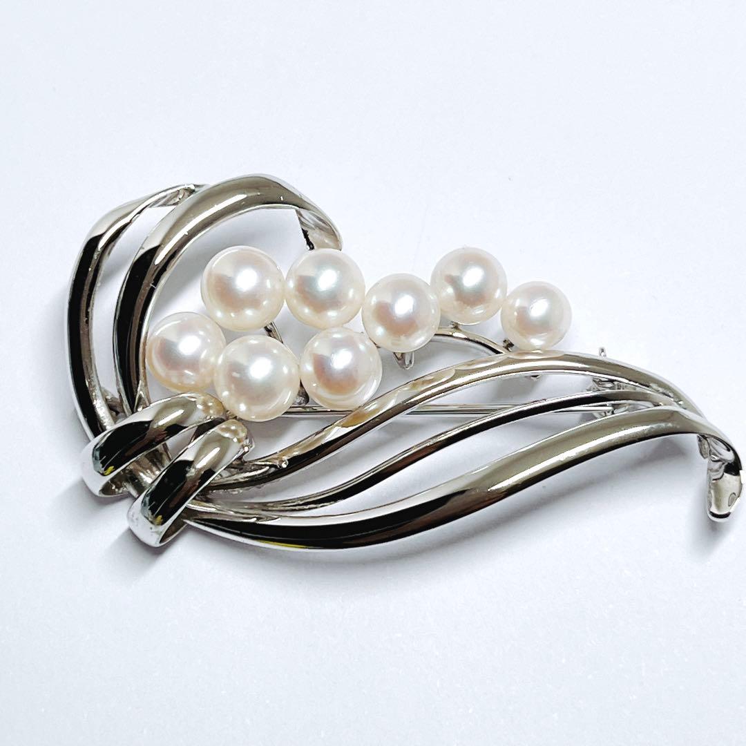 極美品✨MIKIMOTO ミキモト パール　ブローチ　シルバー　フラワー