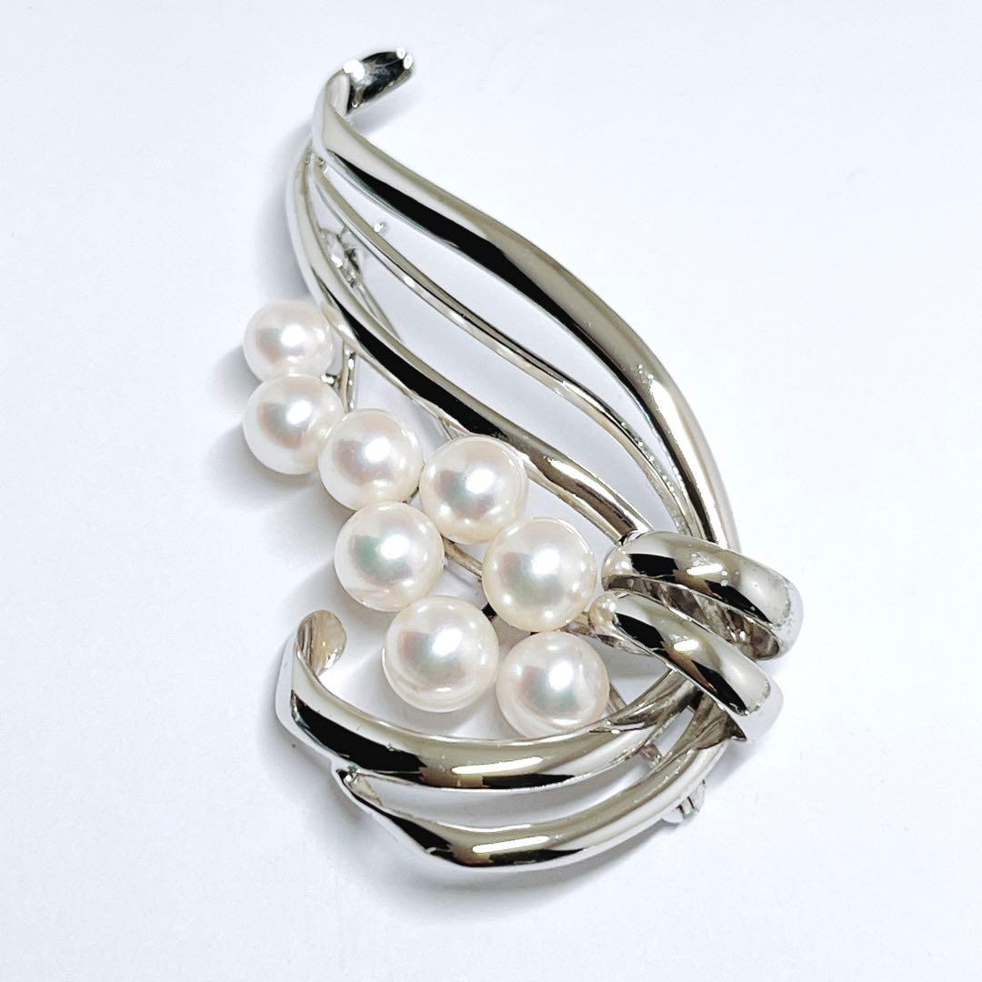 極美品✨MIKIMOTO ミキモト パール　ブローチ　シルバー　フラワー