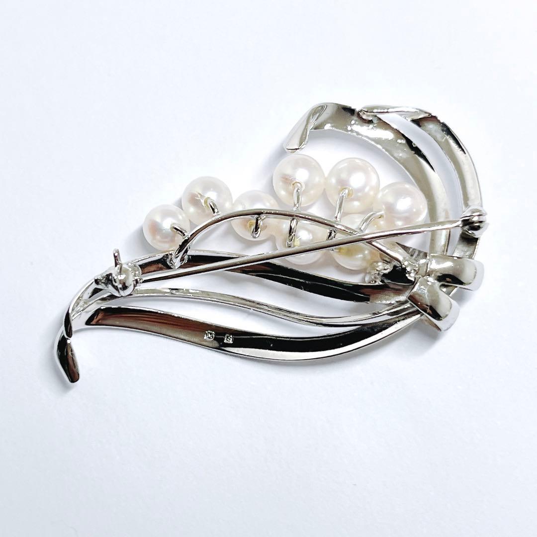 極美品✨MIKIMOTO ミキモト パール　ブローチ　シルバー　フラワー