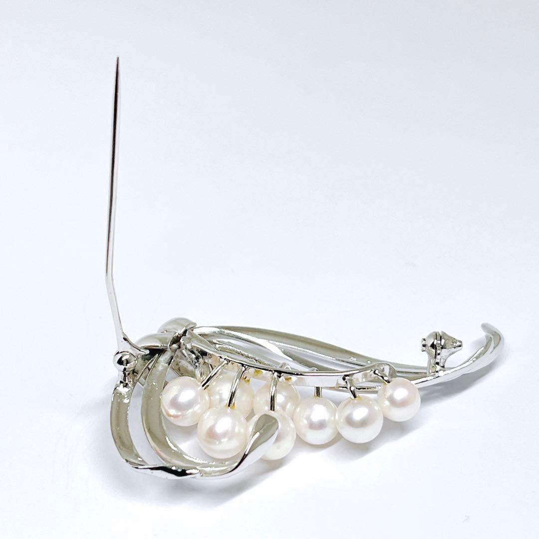 極美品✨MIKIMOTO ミキモト パール　ブローチ　シルバー　フラワー