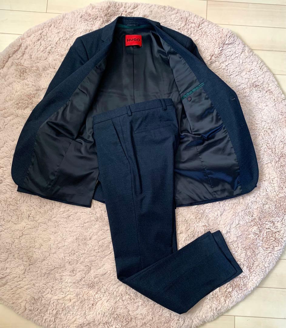 【新品未使用品】hugoboss フランネル素材ネイビースーツ　サイズ44