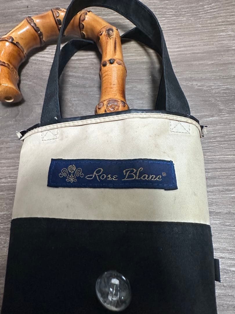 【USED品】完全遮光 晴雨日傘 芦屋ロサブラン ベージュ ブラック 竹手元