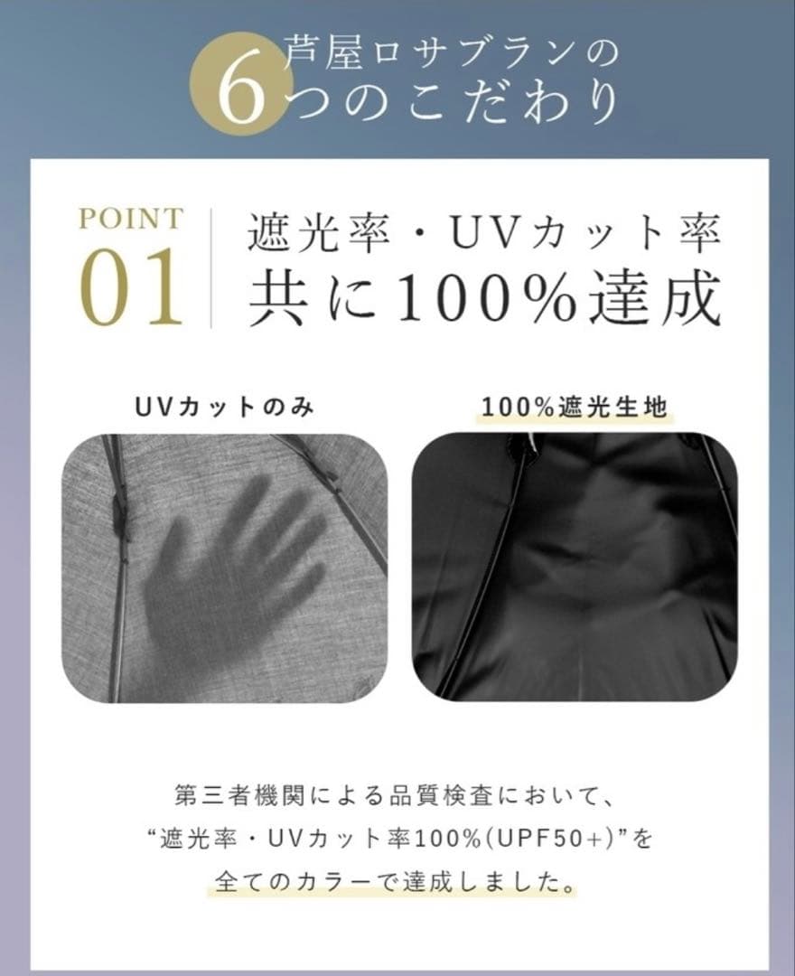 【USED品】完全遮光 晴雨日傘 芦屋ロサブラン ベージュ ブラック 竹手元