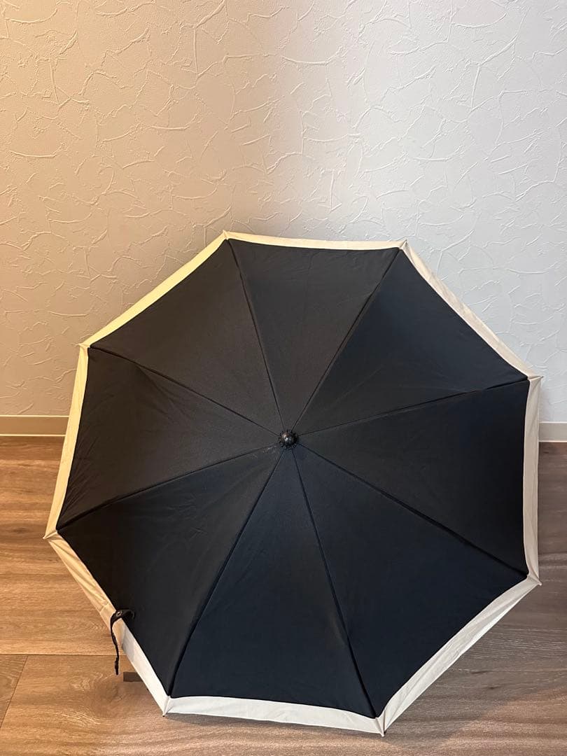 【USED品】完全遮光 晴雨日傘 芦屋ロサブラン ベージュ ブラック 竹手元