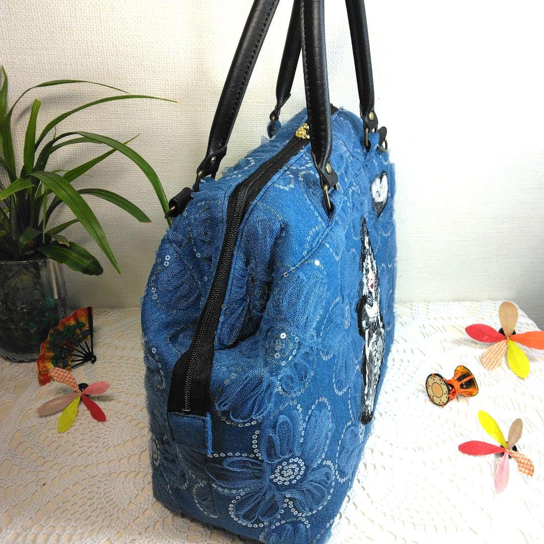 専用　最終お値下げ＊刺繍付ワイヤー口バッグ＊ロラライハリス