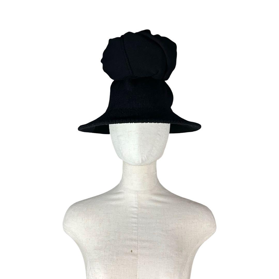 希少 80s~ ARCHIVE デザインニットハット 黒 変形