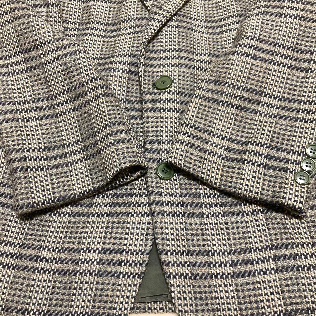 美品 ジョルジオアルマーニ テーラードジャケット ツイード チェック ウール L