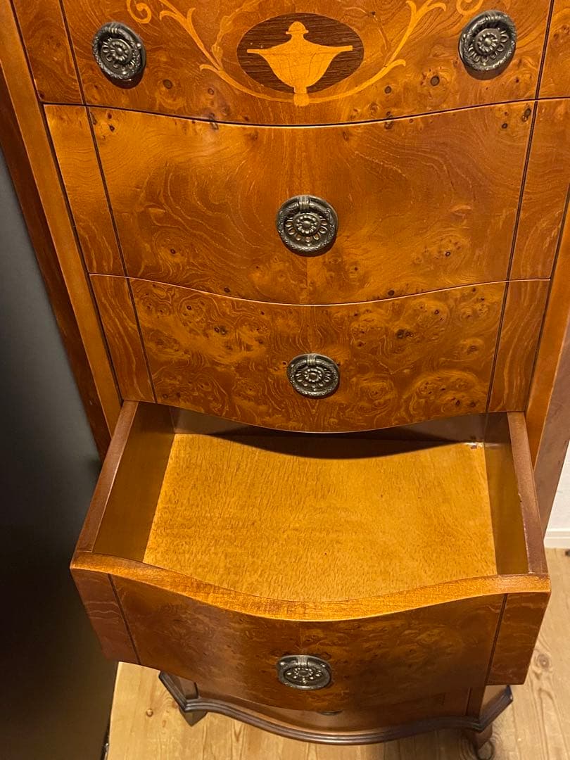 マ*キ様 ヴィンテージ　イタリア　7段　チェスト　マホガニー　象嵌　　ロココ　キ