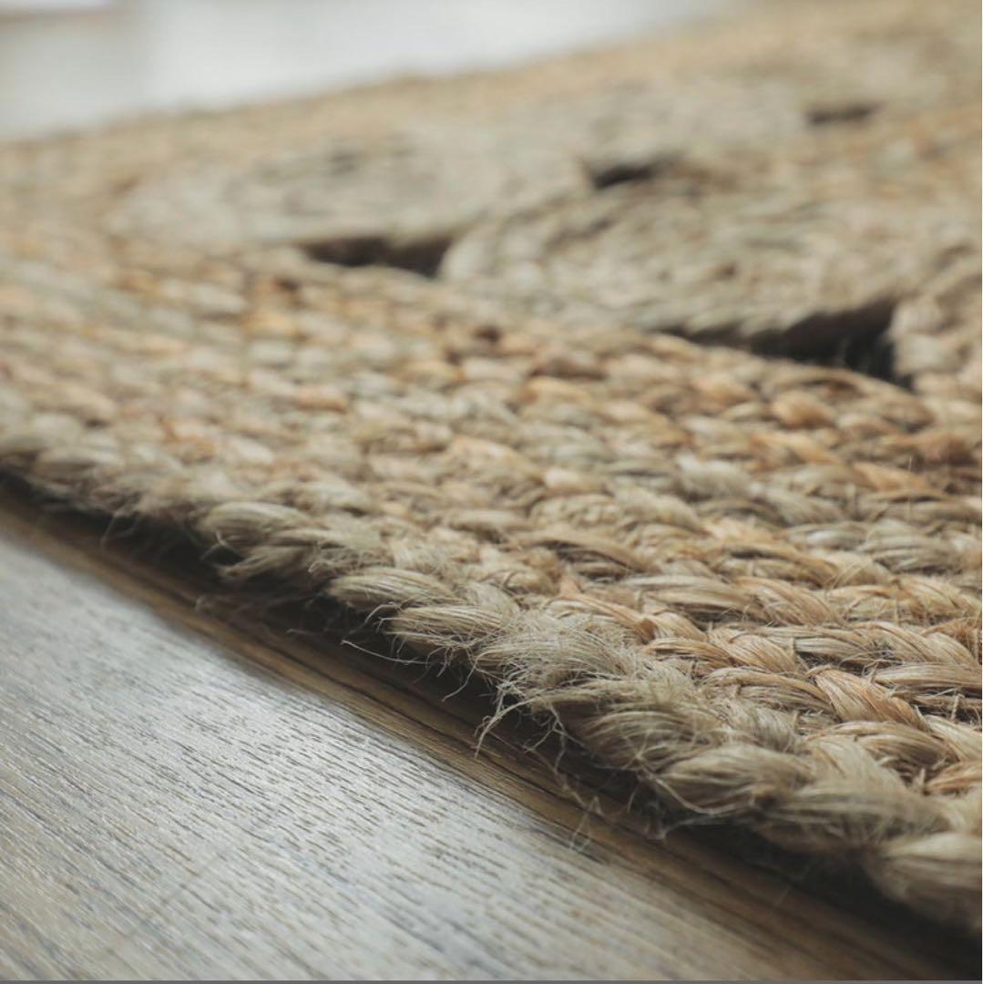 麻 アジアンリゾート風　ラグマット120×180cm 手織り 長方形　 夏ラグ