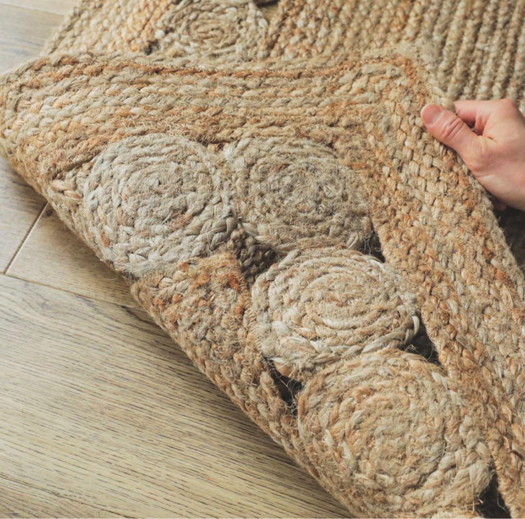 麻 アジアンリゾート風　ラグマット120×180cm 手織り 長方形　 夏ラグ