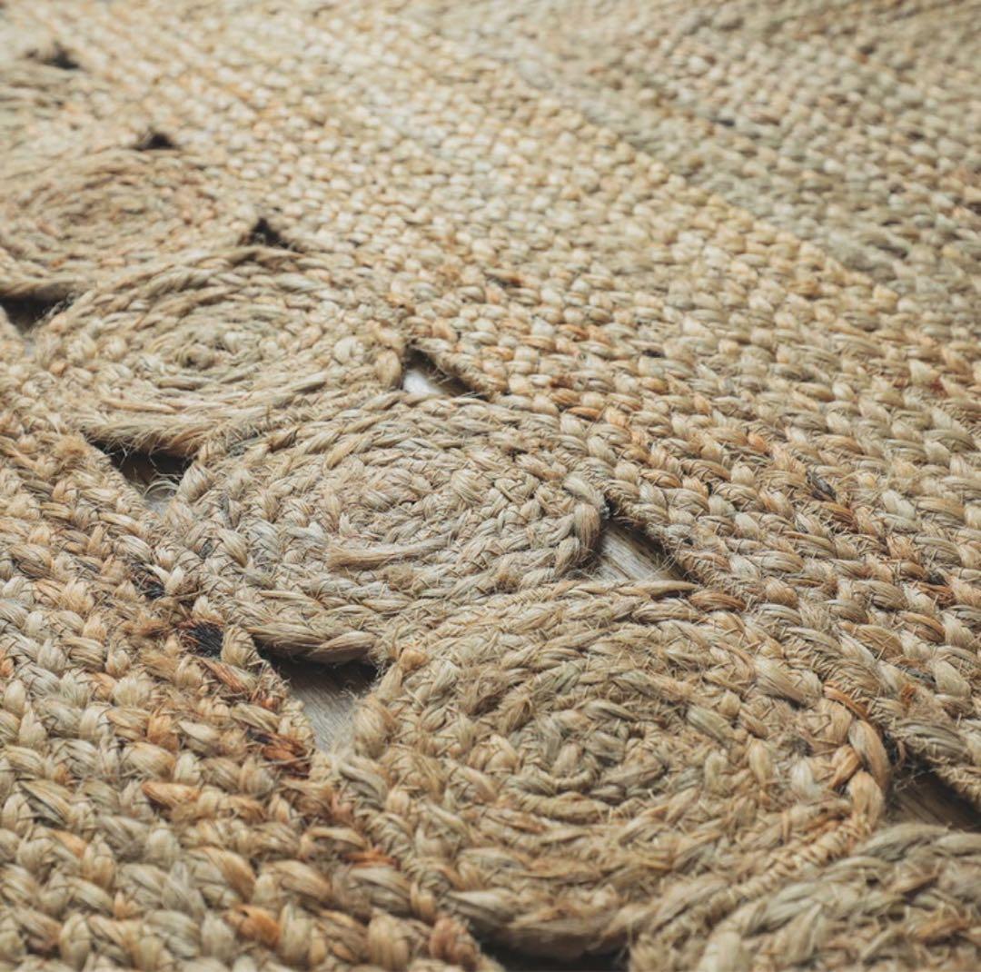 麻 アジアンリゾート風　ラグマット120×180cm 手織り 長方形　 夏ラグ