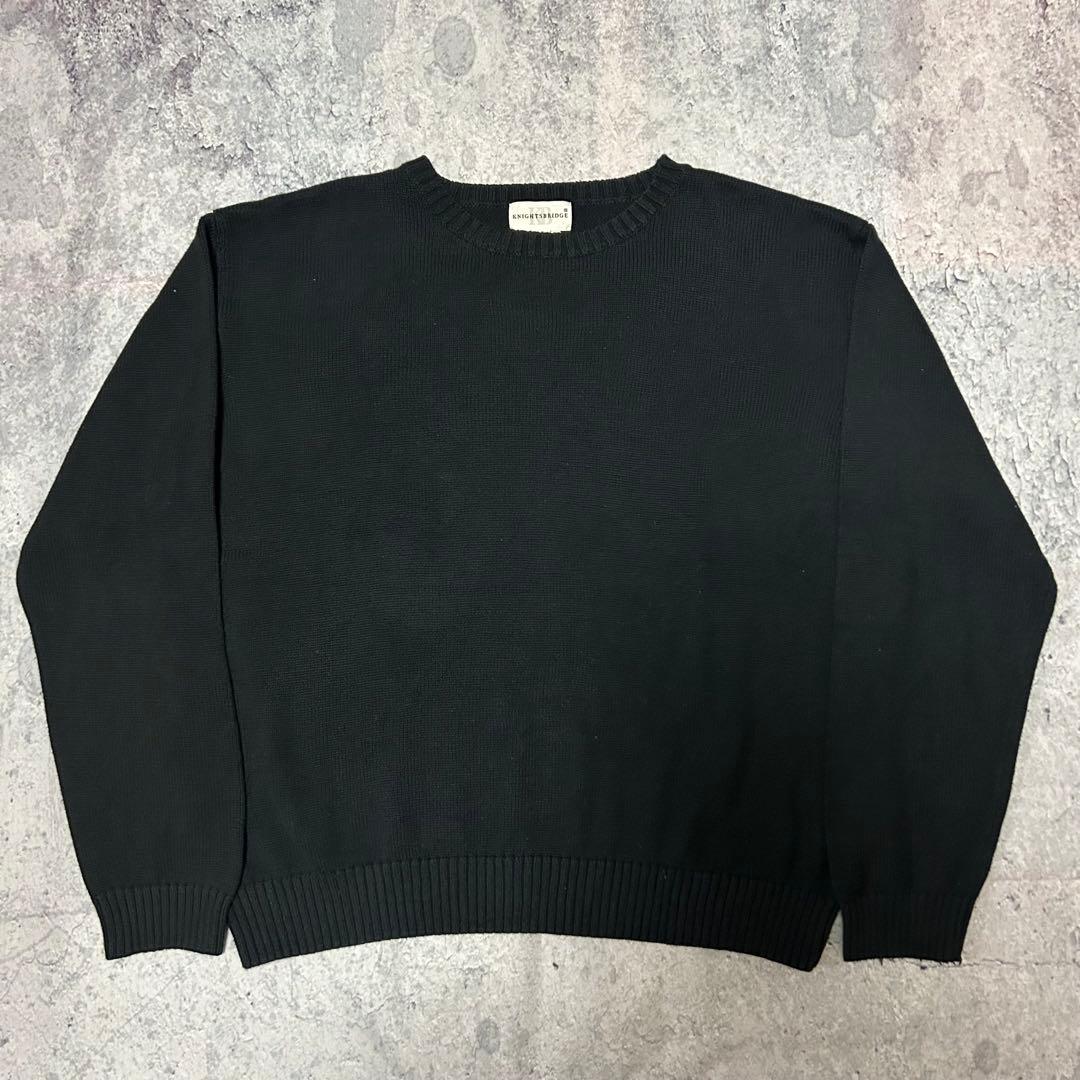 90s Cotton knit KNIGHTSBRIDGE 黒　ランズエンド