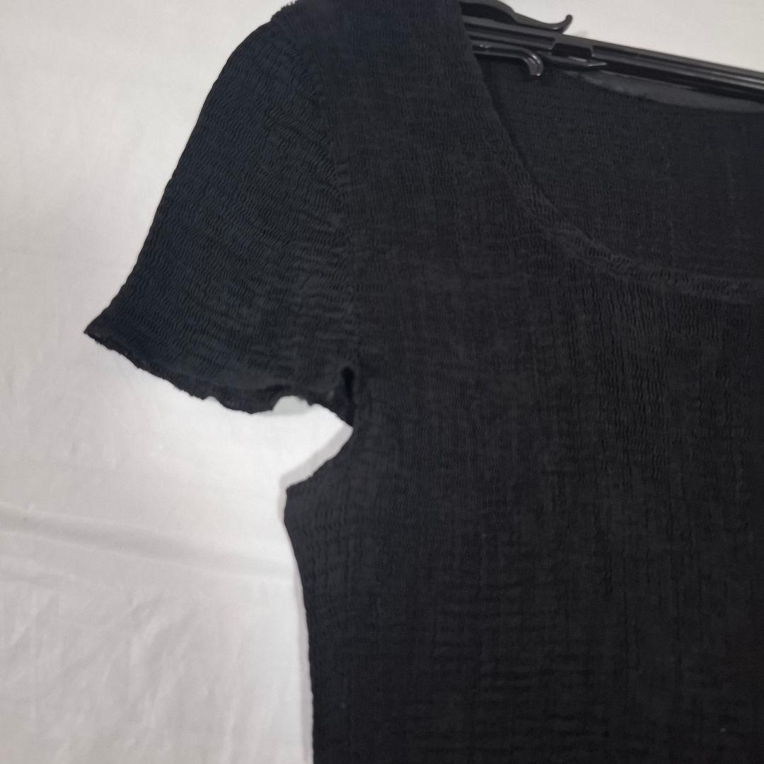 スペッチオ 日本製 シャトルプリーツ ロングワンピース 脇デザイン 黒 40